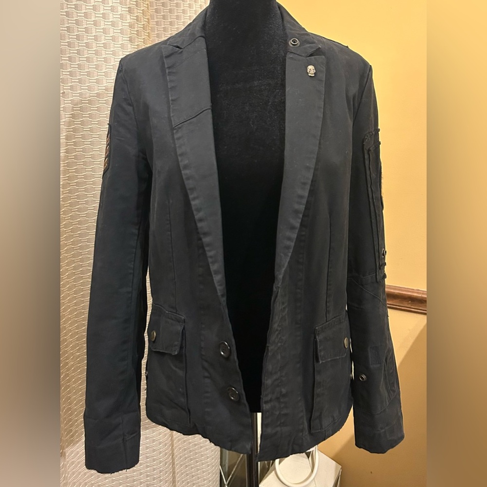 Zadig & Voltaire Virginia Grunge Military Skull Utility Jacket - Picture 2 of 11